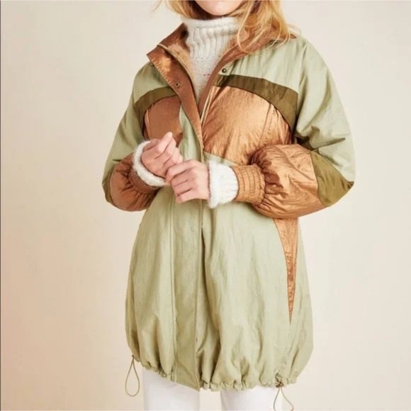 Anthropologie Adirondack Metallic Parka Jacket